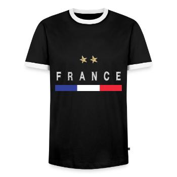 Maillot de football France Drapeau français - T-shirt contrasté Homme - noir/blanc - Devant - AI Model Female 172 light (172cm) & AI Model Male 178 light (178cm)