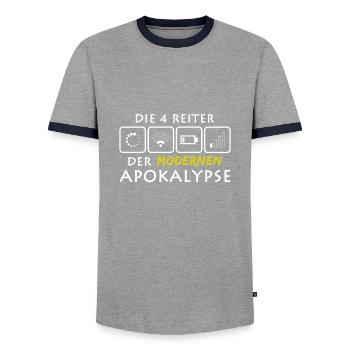 Batterie WLAN pour ordinateur Nerd Reiter Apocalypse I - T-shirt contrasté Homme - gris/marine  - Devant - AI Model Female 172 light (172cm) & AI Model Male 178 light (178cm)