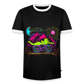 Bicycle Day 1943 LSD Acid Hofmann Trip Halluzinoge - Men's Ringer Shirt - black/white - Front - AI Model Female 172 light (172cm) & AI Model Male 178 light (178cm)
