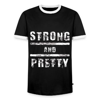 Strongman - Men's Ringer Shirt - black/white - Front - AI Model Female 172 light (172cm) & AI Model Male 178 light (178cm)