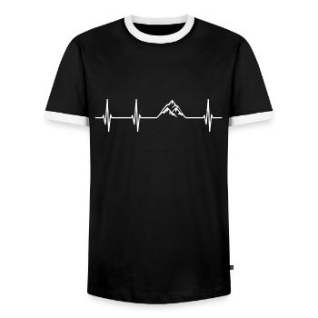 Mountains Heartbeat - Men's Ringer Shirt - black/white - Front - AI Model Female 172 light (172cm) & AI Model Male 178 light (178cm)