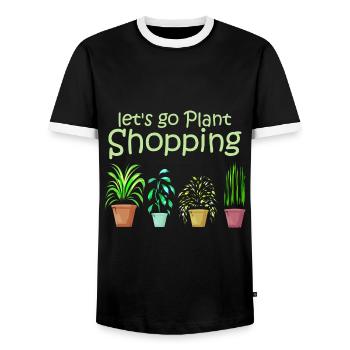 Let's go buy plants - Plant Lover - Men's Ringer Shirt - black/white - Front - AI Model Female 172 light (172cm) & AI Model Male 178 light (178cm)