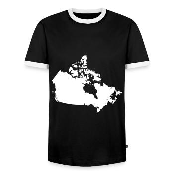 Canada map flag - Men's Ringer Shirt - black/white - Front - AI Model Female 172 light (172cm) & AI Model Male 178 light (178cm)