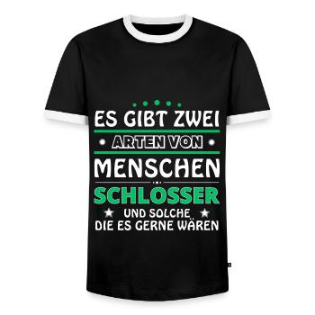 Es gibt zwei Arten von Menschen - Schlosser - Männer Kontrast-T-Shirt - Schwarz/Weiß - Vorne - AI Model Female 172 light (172cm) & AI Model Male 178 light (178cm)