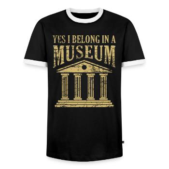 Oui, Je suis entendu Dans Un Musée Musée Drôle Pun - T-shirt contrasté Homme - noir/blanc - Devant - AI Model Female 172 light (172cm) & AI Model Male 178 light (178cm)