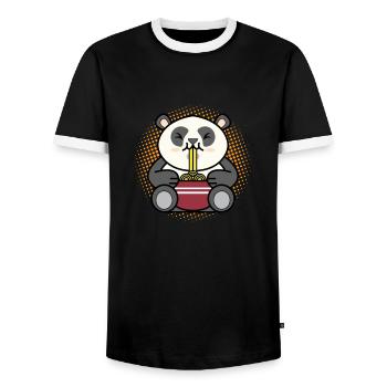 Ramen Essen Panda Anime Kawaii Ramen Nudeln - Männer Kontrast-T-Shirt - Schwarz/Weiß - Vorne - AI Model Female 172 light (172cm) & AI Model Male 178 light (178cm)
