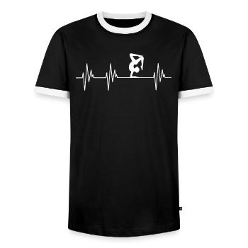 Gymnastics Heartbeat Gymnast Gymnastic Sports - Men's Ringer Shirt - black/white - Front - AI Model Female 172 light (172cm) & AI Model Male 178 light (178cm)