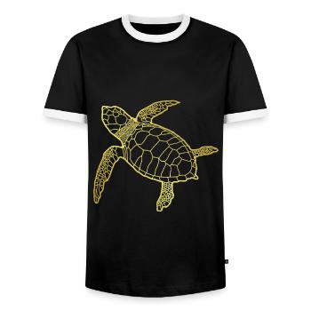 Sea Turtle Meeresschildkröte Silhouette Golden - Men's Ringer Shirt - black/white - Front - AI Model Female 172 light (172cm) & AI Model Male 178 light (178cm)