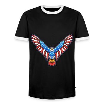 Amerikanischer Weißkopfseeadler Amerikanischer 4. - Männer Kontrast-T-Shirt - Schwarz/Weiß - Vorne - AI Model Female 172 light (172cm) & AI Model Male 178 light (178cm)