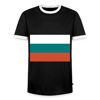 Drapeau de la Bulgarie Armoiries - T-shirt contrasté Homme - noir/blanc - Devant - AI Model Female 172 light (172cm) & AI Model Male 178 light (178cm)