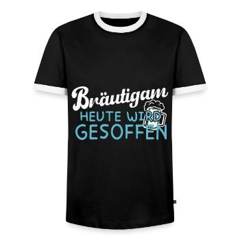 Bräutigam - Heute wird gesoffen - JGA - Männer Kontrast-T-Shirt - Schwarz/Weiß - Vorne - AI Model Female 172 light (172cm) & AI Model Male 178 light (178cm)