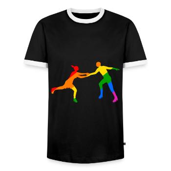 Duo de patineurs colorés - T-shirt contrasté Homme - noir/blanc - Devant - AI Model Female 172 light (172cm) & AI Model Male 178 light (178cm)