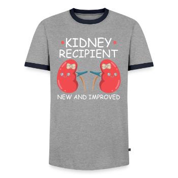 Kidney Transplant Kidney Donor Kidney Disease - Men's Ringer Shirt - grey/navy  - Front - AI Model Female 172 light (172cm) & AI Model Male 178 light (178cm)