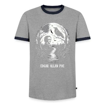 Edgar Allan Poe Fan, Klassische Literatur, - Männer Kontrast-T-Shirt - Grau/Navy  - Vorne - AI Model Female 172 light (172cm) & AI Model Male 178 light (178cm)
