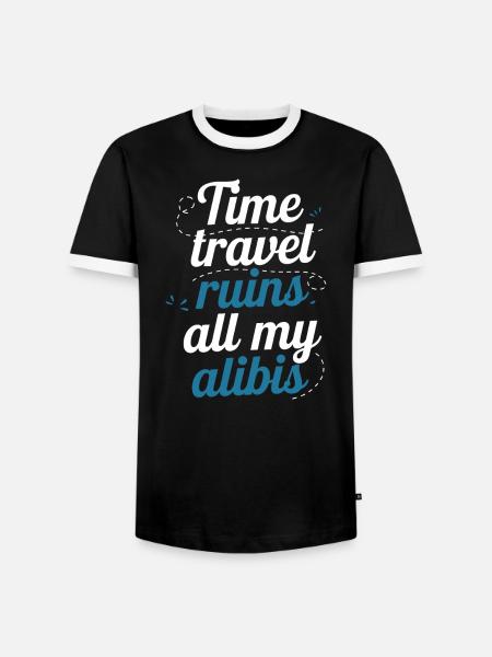 Zeitreise-sci-fi-enthusiast Und Zeitmaschine - Männer Kontrast-T-Shirt - Schwarz/Weiß
