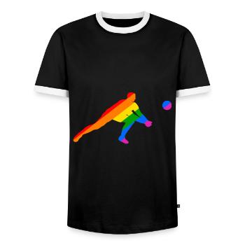 Volleyball player in vivid colors - Men's Ringer Shirt - black/white - Front - AI Model Female 172 light (172cm) & AI Model Male 178 light (178cm)