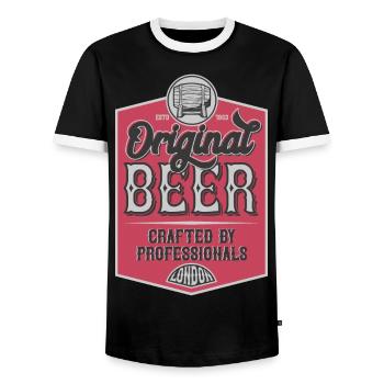 Bière - T-shirt contrasté Homme - noir/blanc - Devant - AI Model Female 172 light (172cm) & AI Model Male 178 light (178cm)