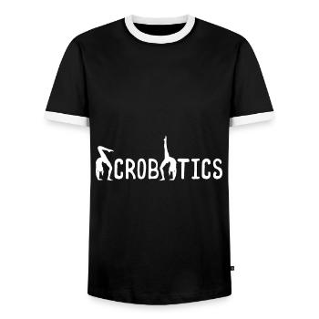 acrobatics - Men's Ringer Shirt - black/white - Front - AI Model Female 172 light (172cm) & AI Model Male 178 light (178cm)