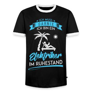 ELEKTRIKER RUHESTAND / HANDWERK - Männer Kontrast-T-Shirt - Schwarz/Weiß - Vorne - AI Model Female 172 light (172cm) & AI Model Male 178 light (178cm)