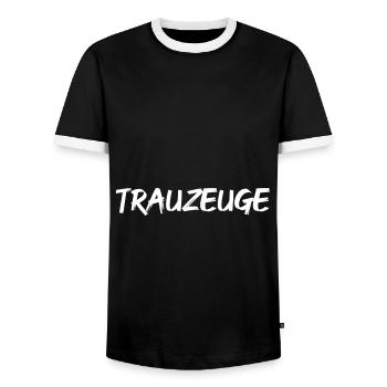 Trauzeuge - Männer Kontrast-T-Shirt - Schwarz/Weiß - Vorne - AI Model Female 172 light (172cm) & AI Model Male 178 light (178cm)