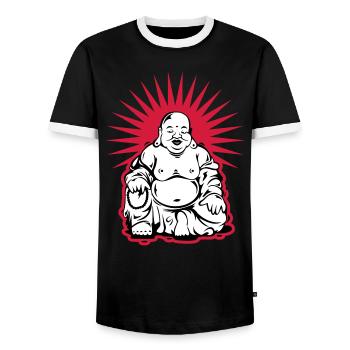 Buddha - Men's Ringer Shirt - black/white - Front - AI Model Female 172 light (172cm) & AI Model Male 178 light (178cm)