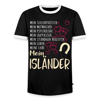 ISLÄNDER - mein - Männer Kontrast-T-Shirt - Schwarz/Weiß - Vorne - AI Model Female 172 light (172cm) & AI Model Male 178 light (178cm)