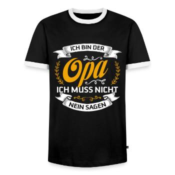 Ich bin der Opa ich muss nicht nein sagen - Männer Kontrast-T-Shirt - Schwarz/Weiß - Vorne - AI Model Female 172 light (172cm) & AI Model Male 178 light (178cm)