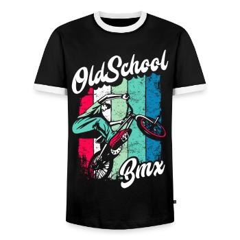 BMX vélo | Roue BMX | Cool BMX | Idée de cadeau - T-shirt contrasté Homme - noir/blanc - Devant - AI Model Female 172 light (172cm) & AI Model Male 178 light (178cm)