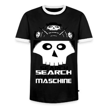 Skull Search Engine Logo Shirt Computer Science Design - Men's Ringer Shirt - black/white - Front - AI Model Female 172 light (172cm) & AI Model Male 178 light (178cm)