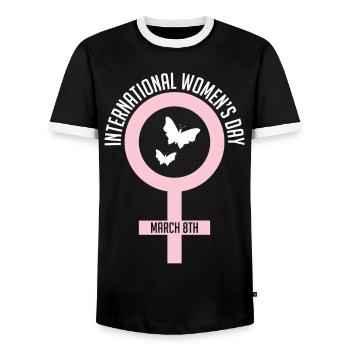 Journée internationale de la femme - 8 mars - T-shirt contrasté Homme - noir/blanc - Devant - AI Model Female 172 light (172cm) & AI Model Male 178 light (178cm)