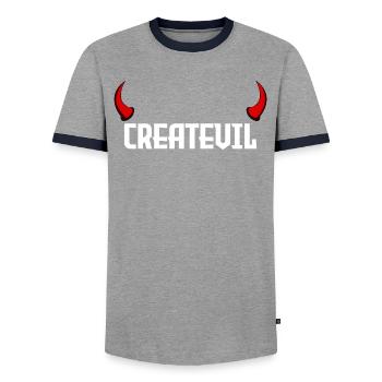 Createvil - Men's Ringer Shirt - grey/navy  - Front - AI Model Female 172 light (172cm) & AI Model Male 178 light (178cm)