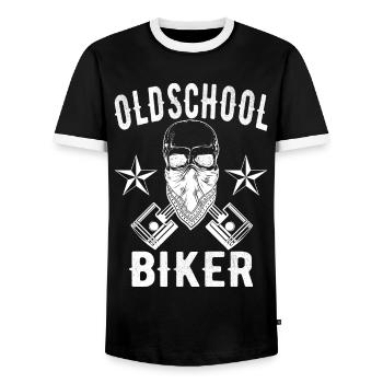 Biker Old School - Männer Kontrast-T-Shirt - Schwarz/Weiß - Vorne - AI Model Female 172 light (172cm) & AI Model Male 178 light (178cm)