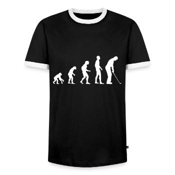 EVOLUTION Golf White - Männer Kontrast-T-Shirt - Schwarz/Weiß - Vorne - AI Model Female 172 light (172cm) & AI Model Male 178 light (178cm)