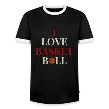J’adore le Basketball Grunge - T-shirt contrasté Homme - noir/blanc - Devant - AI Model Female 172 light (172cm) & AI Model Male 178 light (178cm)