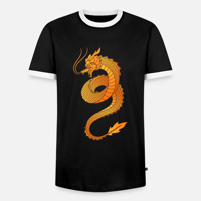 Drache - Männer Kontrast-T-Shirt - Schwarz/Weiß