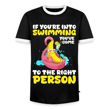 Pool Vacation Cooling Out Friends - Men's Ringer Shirt - black/white - Front - AI Model Female 172 light (172cm) & AI Model Male 178 light (178cm)