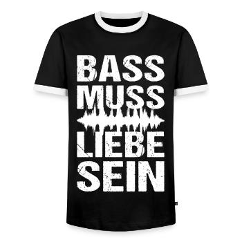 Bass Muss Liebe Sein Techno Musik - Männer Kontrast-T-Shirt - Schwarz/Weiß - Vorne - AI Model Female 172 light (172cm) & AI Model Male 178 light (178cm)