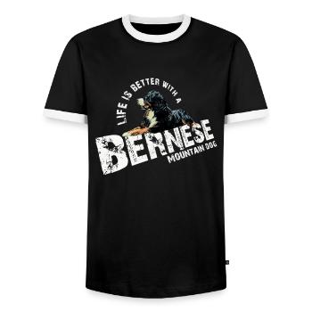 Berner Sennenhund - Männer Kontrast-T-Shirt - Schwarz/Weiß - Vorne - AI Model Female 172 light (172cm) & AI Model Male 178 light (178cm)