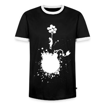 Fille d'évacuation avec des ballons - T-shirt contrasté Homme - noir/blanc - Devant - AI Model Female 172 light (172cm) & AI Model Male 178 light (178cm)