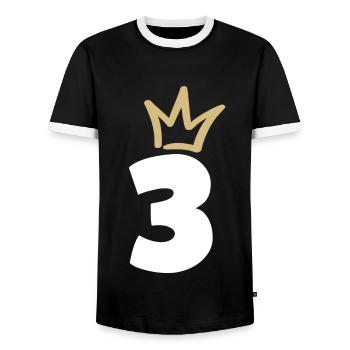 NUMÉRO TROIS 3 Couronne - T-shirt contrasté Homme - noir/blanc - Devant - AI Model Female 172 light (172cm) & AI Model Male 178 light (178cm)