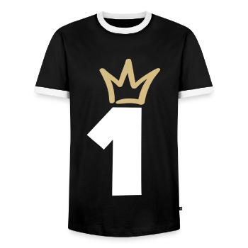 Couronne de champion NUMÉRO UN 1 - T-shirt contrasté Homme - noir/blanc - Devant - AI Model Female 172 light (172cm) & AI Model Male 178 light (178cm)