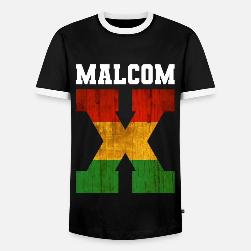 MALCOM X - Männer Kontrast-T-Shirt - Schwarz/Weiß