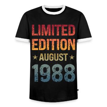 Édition limitée fête d’anniversaire Vintage 1988 - T-shirt contrasté Homme - noir/blanc - Devant - AI Model Female 172 light (172cm) & AI Model Male 178 light (178cm)