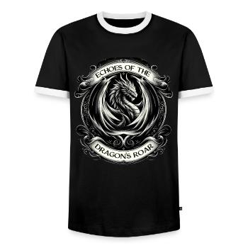 Mächtiges Brüllen des Barockdrachen - Männer Kontrast-T-Shirt - Schwarz/Weiß - Vorne - AI Model Female 172 light (172cm) & AI Model Male 178 light (178cm)