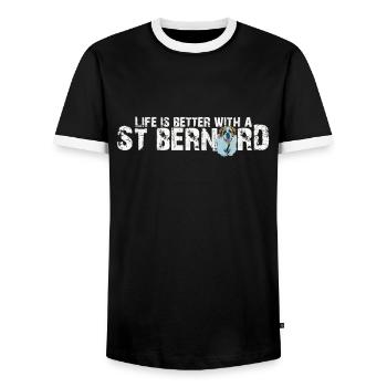 St Bernard - Men's Ringer Shirt - black/white - Front - AI Model Female 172 light (172cm) & AI Model Male 178 light (178cm)