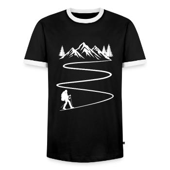 Wander t-shirt wanderer berge - Männer Kontrast-T-Shirt - Schwarz/Weiß - Vorne - AI Model Female 172 light (172cm) & AI Model Male 178 light (178cm)