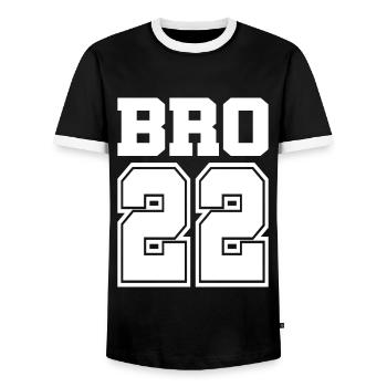 Brother 2022 Future Big Brother Gift Idea - Men's Ringer Shirt - black/white - Front - AI Model Female 172 light (172cm) & AI Model Male 178 light (178cm)