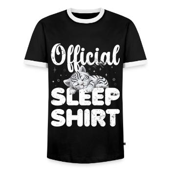White Tiger Official Sleep Shirt Lazy Relax - Men's Ringer Shirt - black/white - Front - AI Model Female 172 light (172cm) & AI Model Male 178 light (178cm)