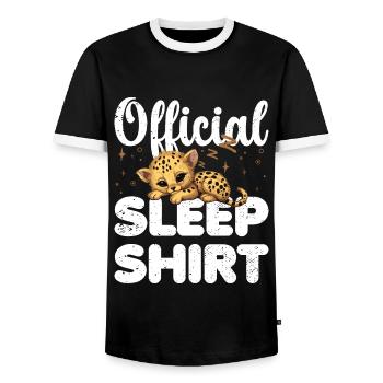Gepard Offizielles Schlafshirt Faul Relax - Männer Kontrast-T-Shirt - Schwarz/Weiß - Vorne - AI Model Female 172 light (172cm) & AI Model Male 178 light (178cm)