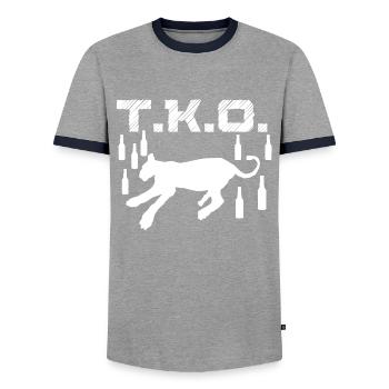 TKO Drunk Predator Évanoui Blackout Coma Blanc - T-shirt contrasté Homme - gris/marine  - Devant - AI Model Female 172 light (172cm) & AI Model Male 178 light (178cm)